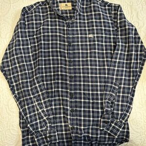 Burberry Blue and White Plaid Men's Shirt